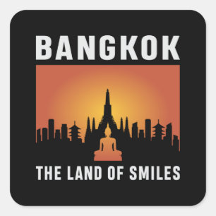 Pegatina Cuadrada Regalo divertido en Bangkok City Cityscape Skyline