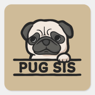 Pegatina Cuadrada Regalo divertido y lindo para amantes de pug - HER