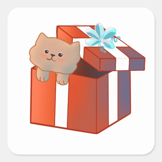 Pegatina Cuadrada Regalo Esponjoso (Anverso)