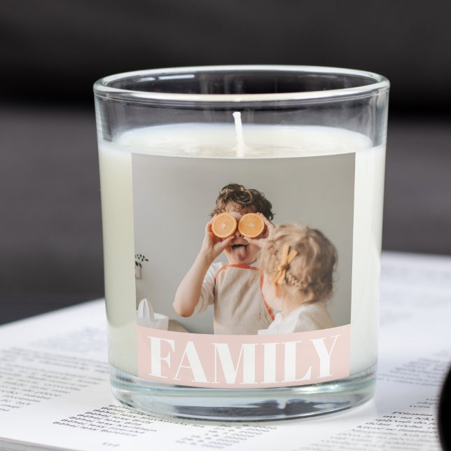 Pegatina Cuadrada Regalo moderno de fotografía de la familia rosa pa (Subido por el creador)