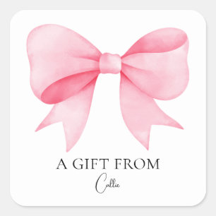 Pegatina Cuadrada Regalo moderno y sencillo de barro rosa de