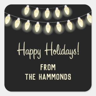 Pegatina Cuadrada Regalo navideño de luces brillantes