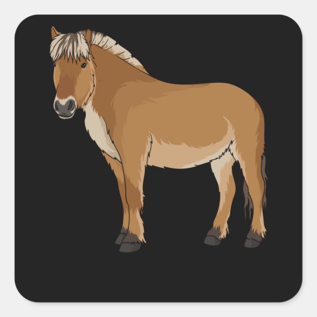 Pegatina Cuadrada Regalo noruego de caballos de fiordo (Anverso)