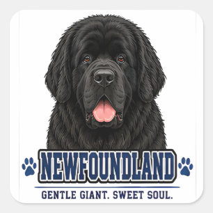 Pegatina Cuadrada 🐾 Regalo para amantes del perro Terranova 🐾