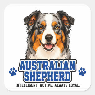 Pegatina Cuadrada 🐾 Regalo para Dueño de Pastor Australiano🐾