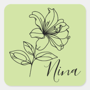 Pegatina Cuadrada Regalo personalizado de flor de abeja de miel