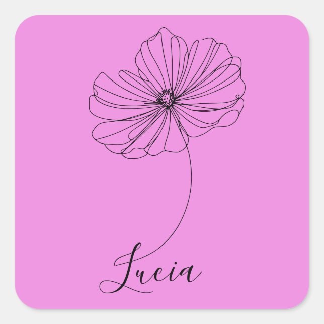 Pegatina Cuadrada Regalo personalizado de flores de nacimiento de co (Anverso)