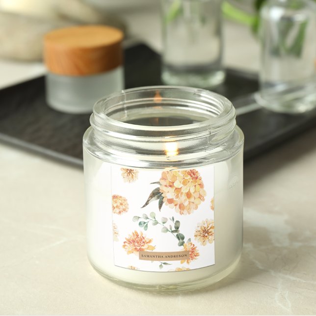 Pegatina Cuadrada Regalo personalizado de flores modernas amarillo y (Subido por el creador)