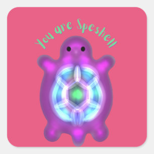 Pegatina Cuadrada Regalo Personalizado 'Eres una Tortuga Espescial'