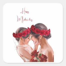 Pegatina Cuadrada Regalo Personalizado Floral Conmovedor