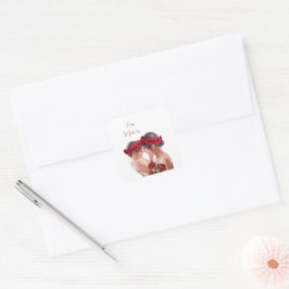 Pegatina Cuadrada Regalo Personalizado Floral Conmovedor