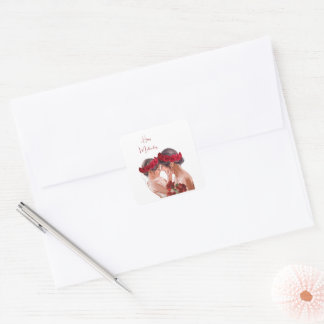 Pegatina Cuadrada Regalo Personalizado Floral Conmovedor