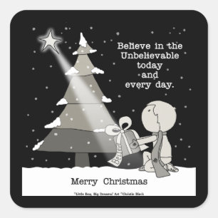 Pegatina Cuadrada Regalo Regalo-Feliz Navidad