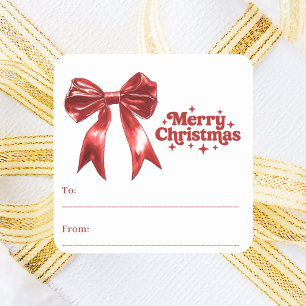 Pegatina Cuadrada Regalo rojo blanco Navidades modernos regalo