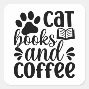 Pegatina Cuadrada Regalo sencillo para amantes de gatos negros "Libr