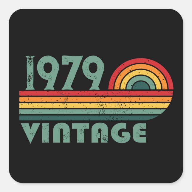 Pegatina Cuadrada Regalos de 45 años personalizados vintage (Anverso)