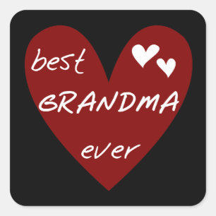 Pegatina Cuadrada Regalos de camisetas de la mejor abuela del corazó