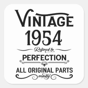 Pegatina Cuadrada Regalos de cumpleaños 70 vintage personalizados ne
