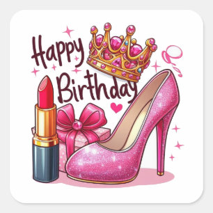 Pegatina Cuadrada Regalos de cumpleaños felices