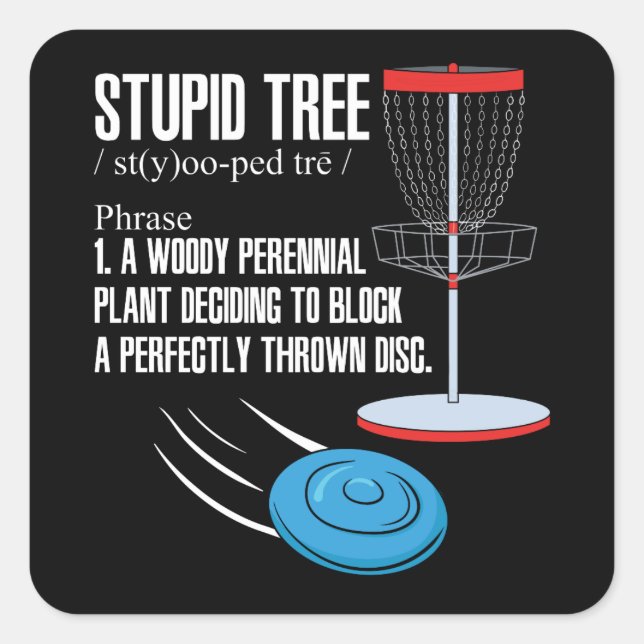 Pegatina Cuadrada Regalos de disco de golf (Anverso)