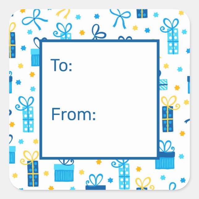 Pegatina Cuadrada Regalos de Hanukkah de Para (Anverso)
