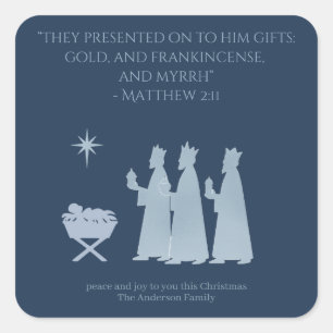 Pegatina Cuadrada Regalos de los Magos Sticker – Natividad de los Tr