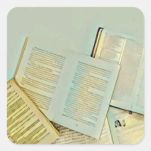 Pegatina Cuadrada Regalos de lujo para los amantes del libro