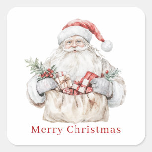Pegatina Cuadrada Regalos de Navidad de Santa