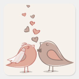 Pegatina Cuadrada Regalos de Novias Retro y Aves Groom