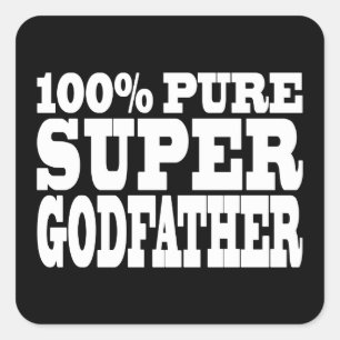 Pegatina Cuadrada Regalos de padrinos : 100% Pure Super Godfather