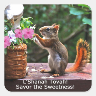 Pegatina Cuadrada Regalos de tarjetas Rosh Hashanah