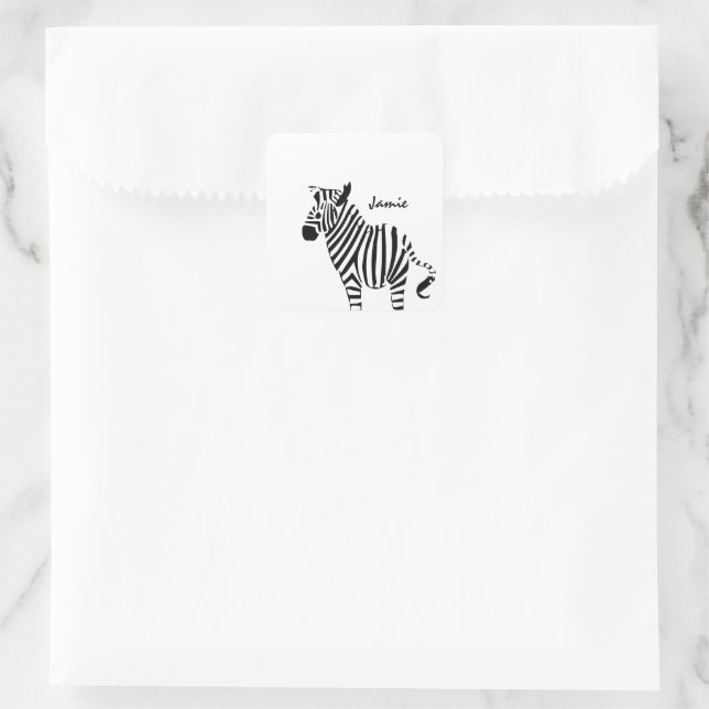 Pegatina Cuadrada Regalos de Zebra Lovers (Bolso)