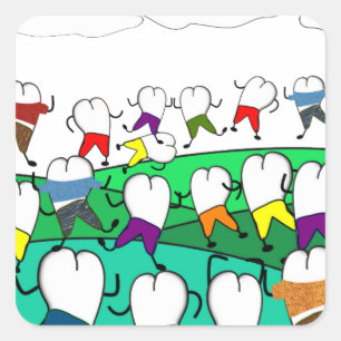 Pegatina Cuadrada Regalos dentales caprichosos del arte del diente
