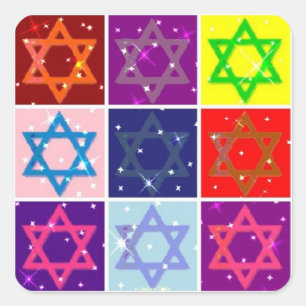 PEGATINA CUADRADA REGALOS JUDAIC - ARTE POP - ESTRELLAS JUDÍAS - PEG