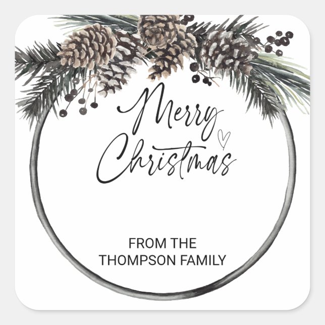 Pegatina Cuadrada Regalos navideños envueltos en deseos de vacacione (Anverso)