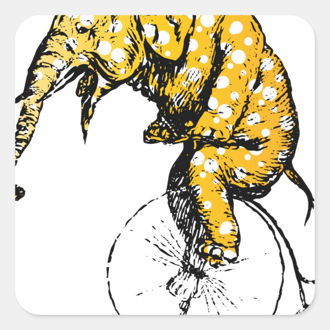 Pegatina Cuadrada Regalos para elefantes en circo (Anverso)