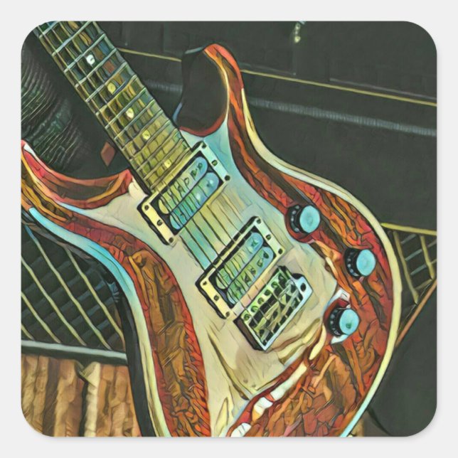 Pegatina Cuadrada Regalos para guitarrista (Anverso)
