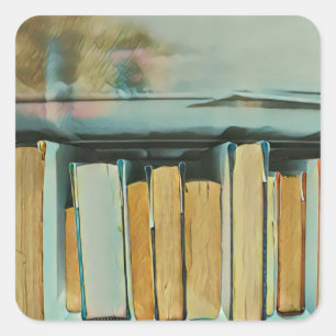 Pegatina Cuadrada Regalos para los amantes del libro