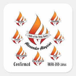 Pegatina Cuadrada Regalos personalizados de la confirmación del Espí