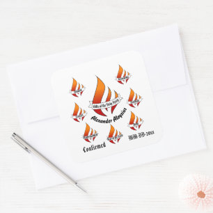 Pegatina Cuadrada Regalos personalizados de la confirmación del Espí