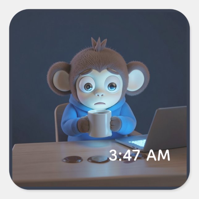 Pegatina Cuadrada Regalos personalizados para programadores: Jitters (Anverso)