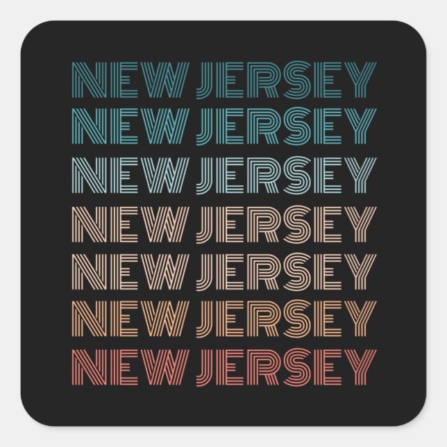 Pegatina Cuadrada Regalos Retro New Jersey de Estados Unidos (Anverso)