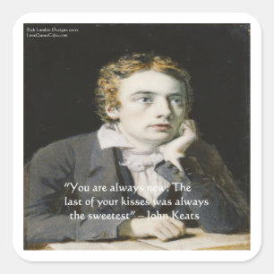 Pegatina Cuadrada Regalos y tarjetas de citas de amor de John Keats 