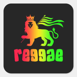 Pegatina Cuadrada Reggae Rasta Lion