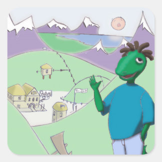 Pegatina Cuadrada Reggie Rapasaurus puede quedarse con usted en cual