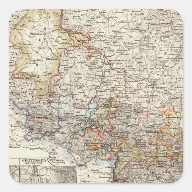 Pegatina Cuadrada Región de Hanover de Alemania (Anverso)