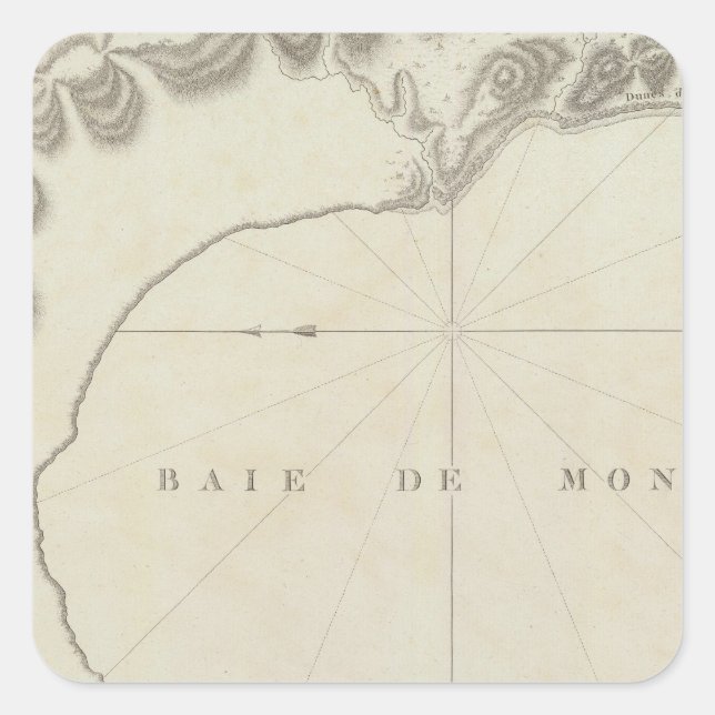 Pegatina Cuadrada Región de la Bahía de Monterey, California (Anverso)