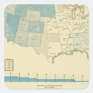 Pegatina Cuadrada Regiones mineras de oro