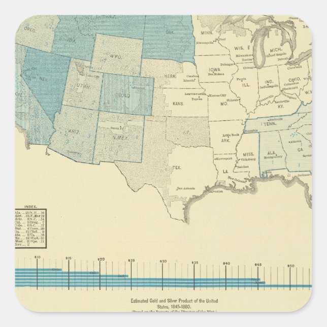 Pegatina Cuadrada Regiones mineras de oro (Anverso)