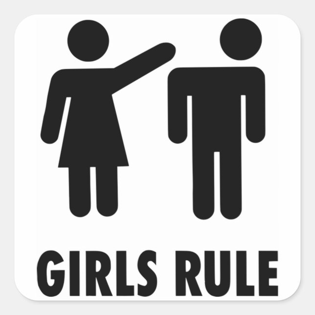 Pegatina Cuadrada Regla de chicas (Anverso)